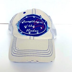 🐴 SWEETHEART OF THE RODEO, Denim and Grey Distressed Ball Hat , OSFM